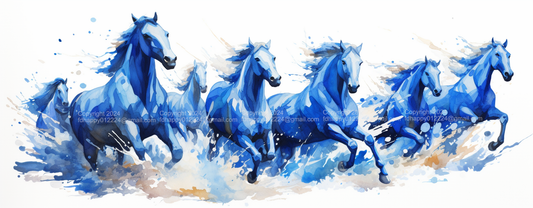 Blue Horses Graphic PNG File Digital Art Clip Art Clipart