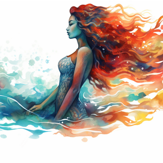 Flame Haired Mermaid Graphic PNG File