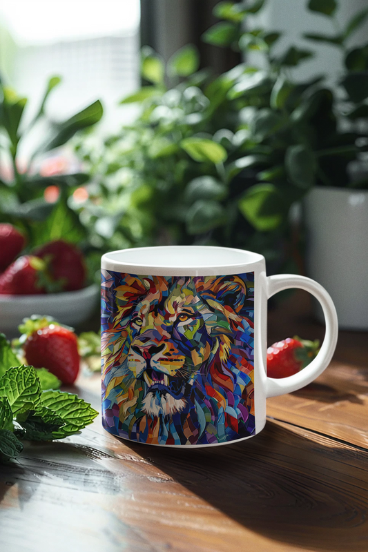 Regal Lion White glossy mug