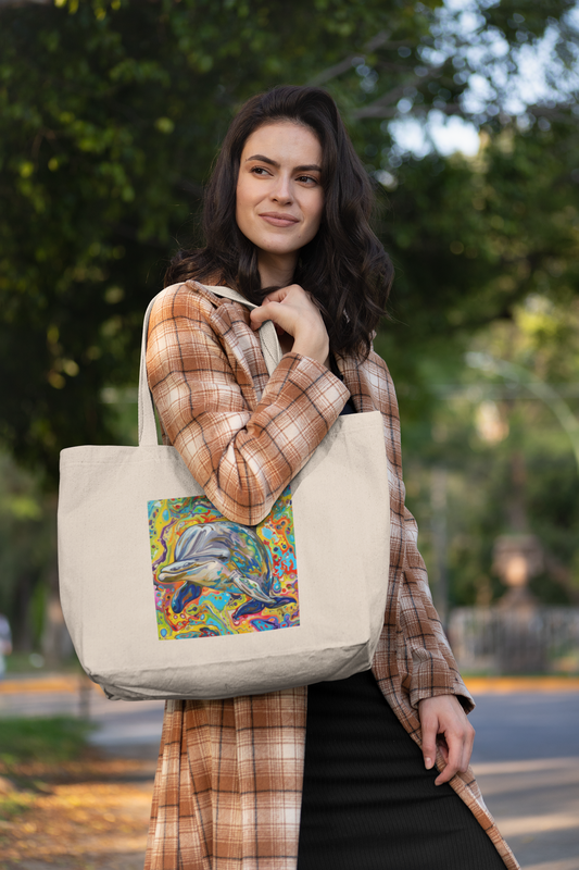 Hola Dolphin Large Organic Tote Bag