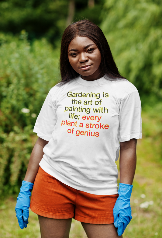 Painting with Gardening Red Font Unisex t-shirt